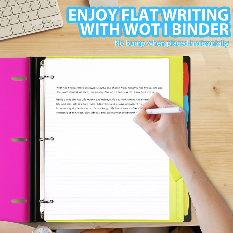 ووت آي WOT I 2-Pack Telescoping 3 Ring Binder Notebooks - غطاء قابل للتخصيص، 5 فواصل ومجلد جيب في منظم واحد رفيع (60 ورقة متضمنة)، وردي - Image 5